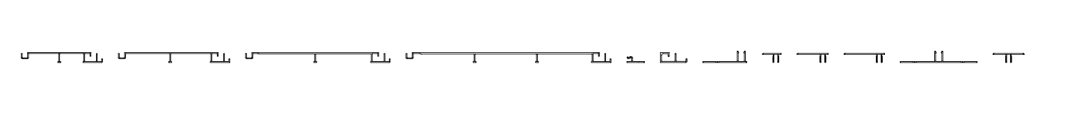 Long horizontal line with evenly spaced small vertical ticks and brief corner brackets along the line (decorative separator).